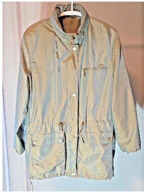 Basler Olive Green Lightweight Jacket 38 Hooded Utility Windbreaker Drawstring